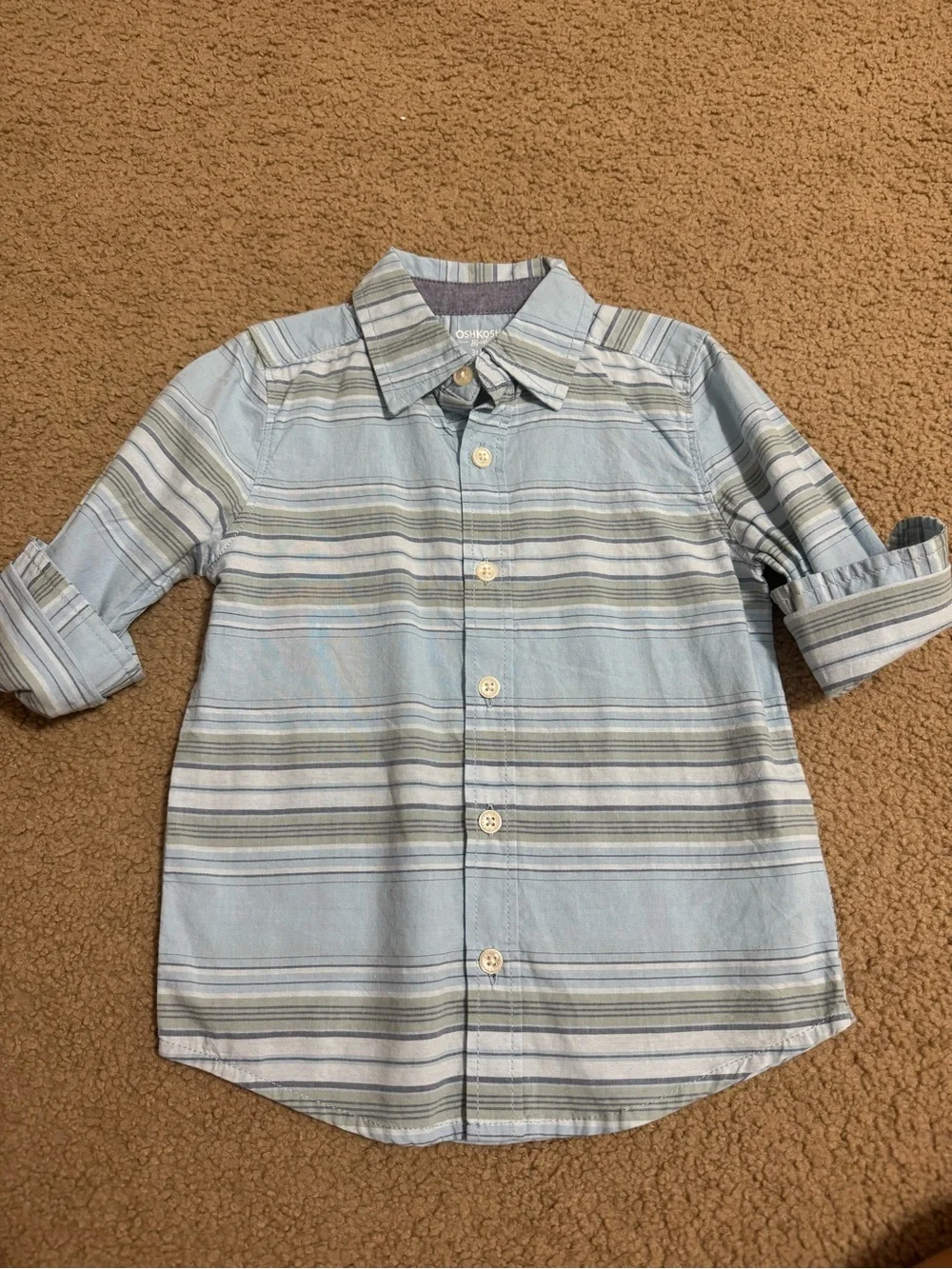 New 3T OshKosh Boys Blue Striped Button-Up Shirt - Kids